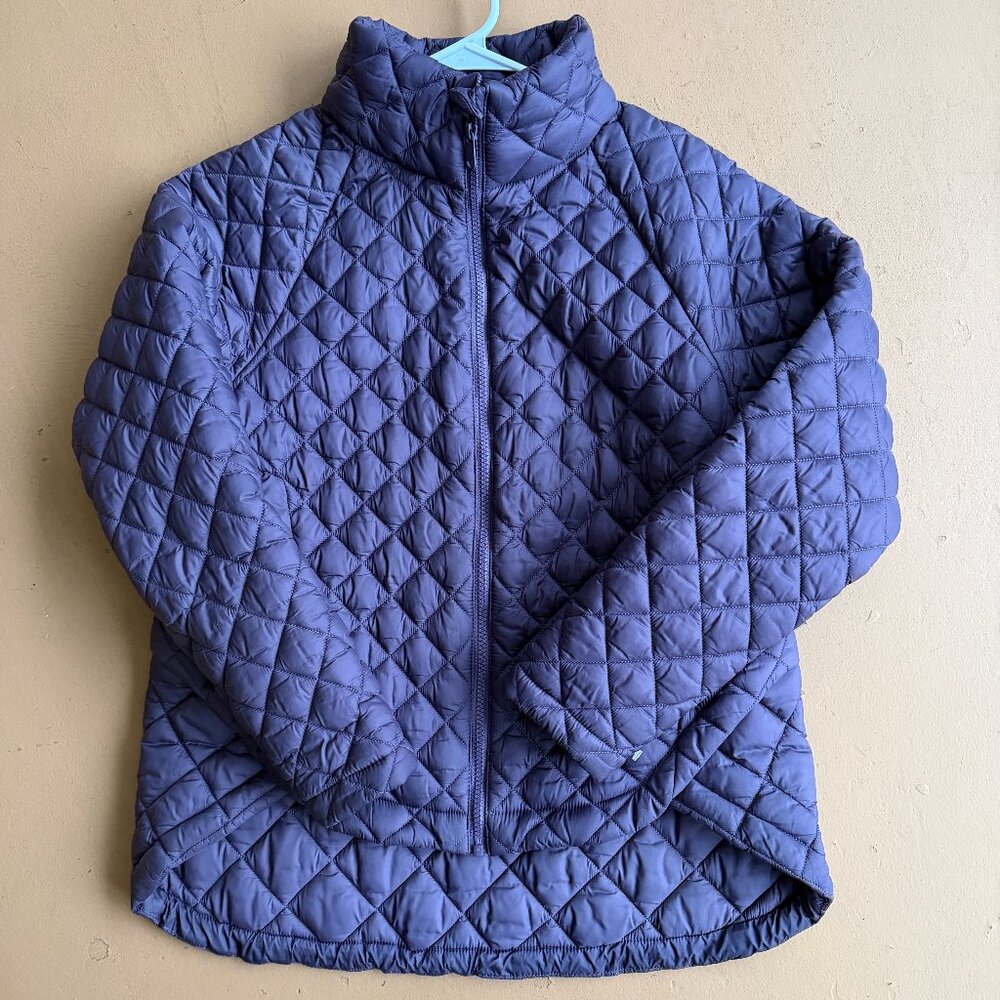 $199 Athleta Whisper Featherless Puffer Jacket Small Purple FLAW
